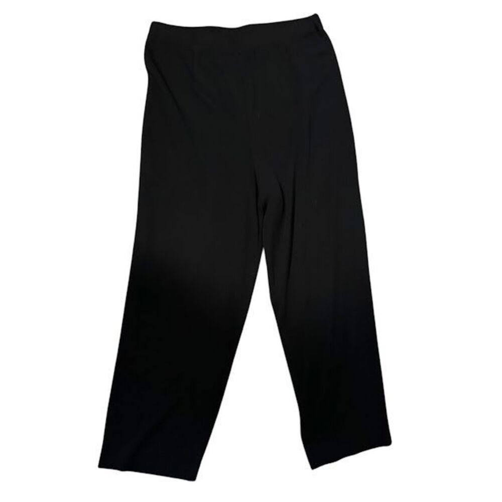 Vintage Exclusively Misook Black Acrylic Black‎ Wide Leg Pull On Dress Pants L